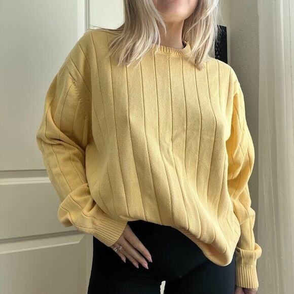 John Ashford Other - Vintage Y2K John Ashford Butter Yellow Knit Sweater Sz XL